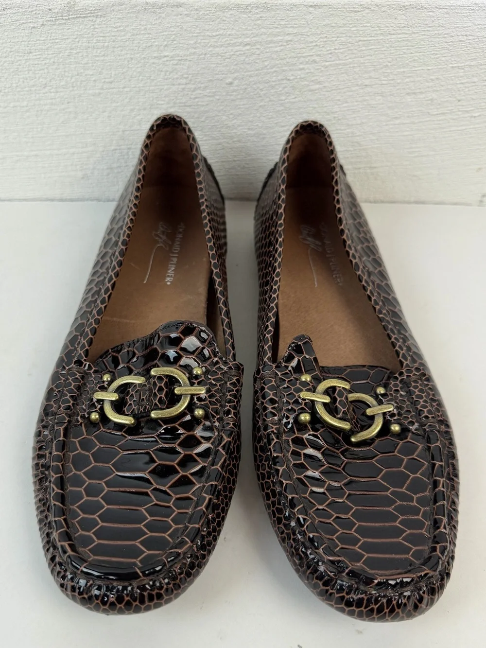 Donald J Pliner Viky Brown Croc Driving Loafers, 7.5